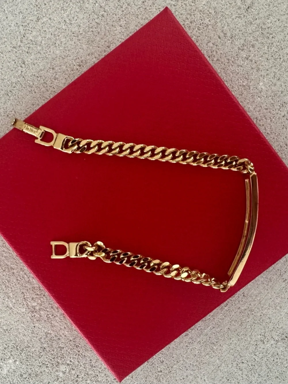 CHRISTIAN DIOR Vintage CD ID Bracelet Gold Tone 7” Germany Giftable Box - Picture 3 of 8
